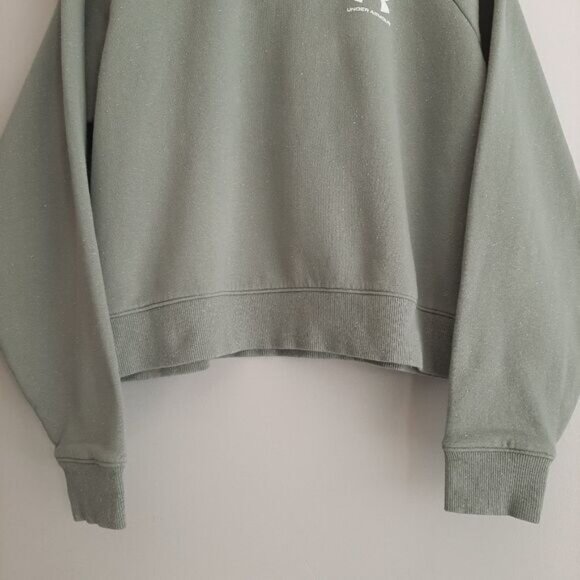 UNDER ARMOUR High Neck Comfy Sweatshirt Sage Green Sz S Flawed - Picture 3 of 13